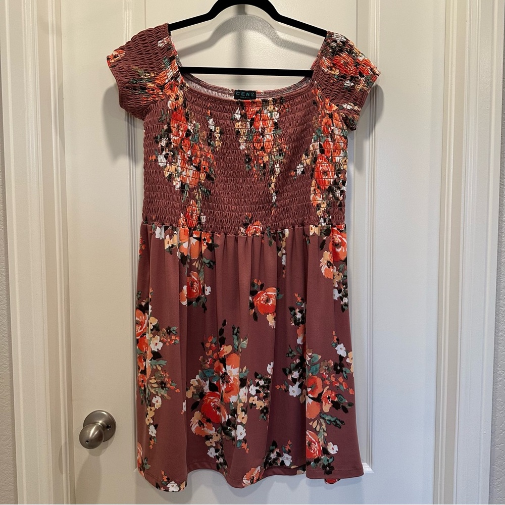 Ceny Floral Smocked Mini Dress Size Large